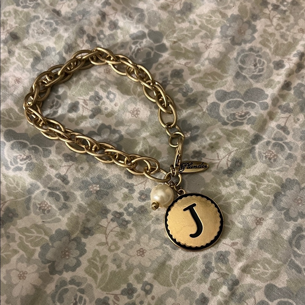 Plunder Gold Charm Bracelet with Pearl Accent